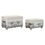 Banc de Pied de Lit DKD Home Decor Coffre Naturel Beige Polyester MDF Vert Tropical (70 x 40 x 43 cm) (2 pcs)