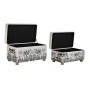 Banc de Pied de Lit DKD Home Decor Coffre Naturel Beige Polyester MDF Vert Tropical (70 x 40 x 43 cm) (2 pcs)