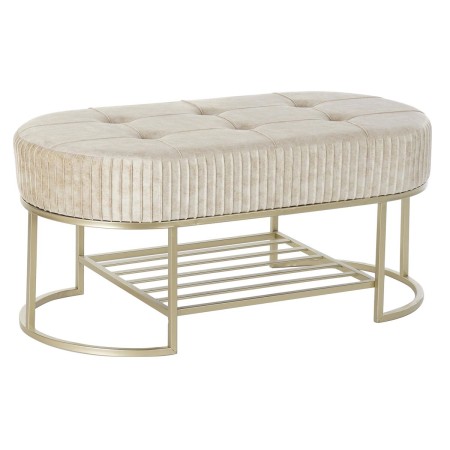 Coffre de Rangement DKD Home Decor Beige Doré Métal Polyester (100 x 48 x 47 cm)