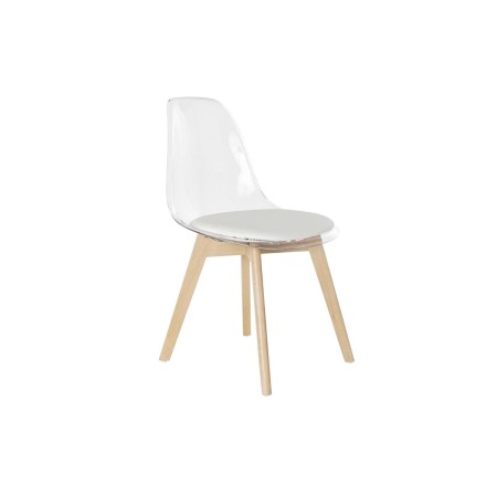 Chaise de Salle à Manger DKD Home Decor Naturel Bois Transparent Blanc Polycarbonate (54 x 47 x 81 cm)