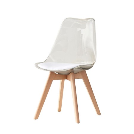 Chaise de Salle à Manger DKD Home Decor Crème PVC Bouleau (54 x 47 x 81 cm)