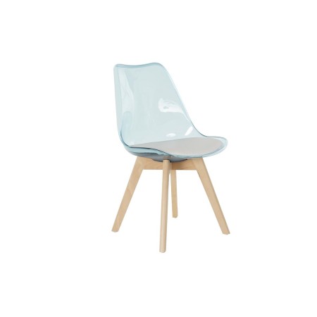 Chaise de Salle à Manger DKD Home Decor Naturel Bleu Blanc PVC Bouleau (54 x 47 x 81 cm)