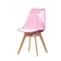 Chaise de Salle à Manger DKD Home Decor Naturel Rose Blanc PVC Bouleau (54 x 47 x 81 cm)