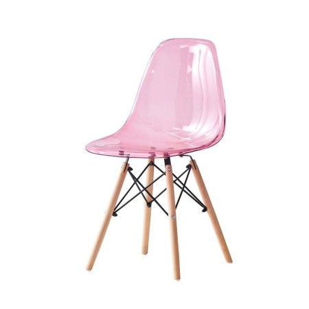 Chaise de Salle à Manger DKD Home Decor Naturel Rose PVC Bouleau (44 x 46 x 81 cm) (50 x 46 x 83,5 cm)