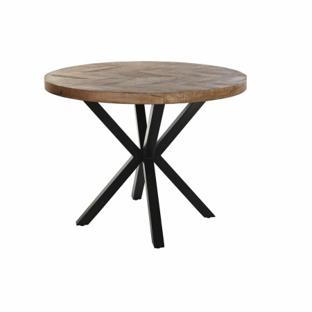 Table de Salle à Manger DKD Home Decor Naturel Noir Métal Acacia (101 x 101 x 79 cm)