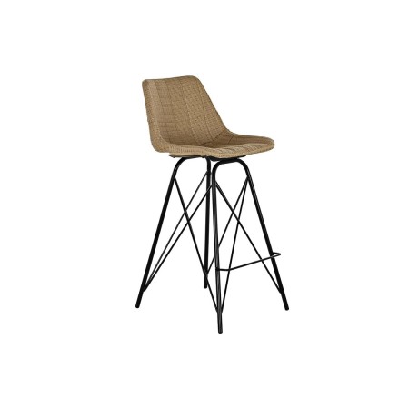 Tabouret DKD Home Decor Naturel Noir Métal Rotin (47 x 56 x 106 cm)
