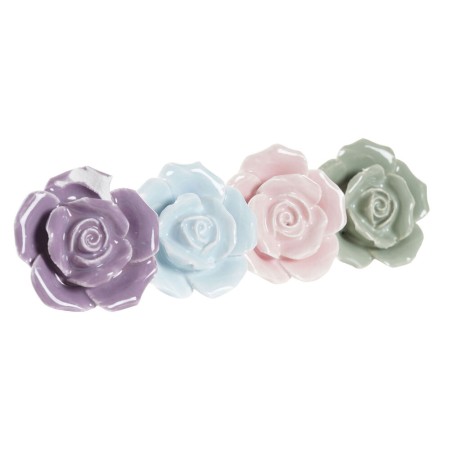Pommeau DKD Home Decor 4 Unités Métal Grès Roses (4,5 x 4,5 x 3 cm)