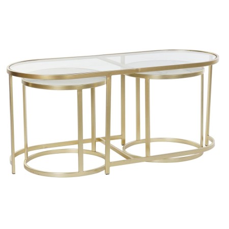 Set de 3 Tables Gigognes DKD Home Decor Verre Métal (100 x 40 x 45 cm)