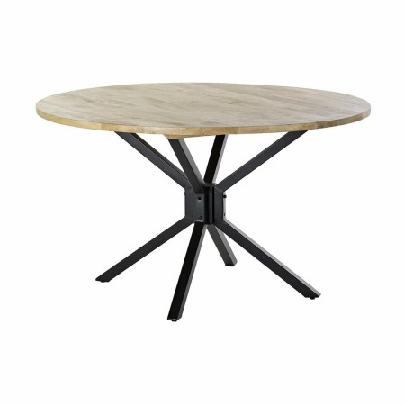 Table de Salle à Manger DKD Home Decor Naturel Noir Métal Bois de manguier (127 x 127 x 75 cm)