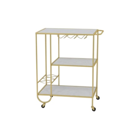 Chariot de service DKD Home Decor Doré Métal MDF Blanc (66,5 x 40 x 80 cm)