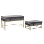 Banquette DKD Home Decor  Gris Doré Métal Velours (80 x 40 x 47 cm)
