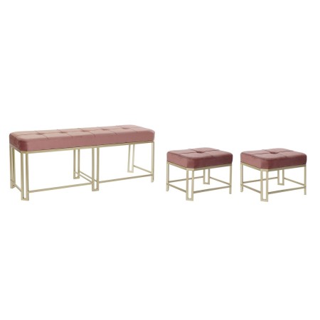 Banquette DKD Home Decor  Rose Métal Velours (120 x 40 x 46 cm)