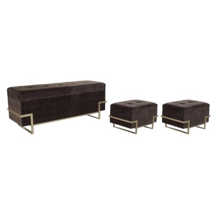 Banquette DKD Home Decor  Doré Métal Marron Velours (120 x 42 x 48 cm)