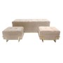 Banc de Pied de Lit DKD Home Decor Beige Métal Velours Glamour Velvet (120 x 42 x 48 cm) (3 pcs)