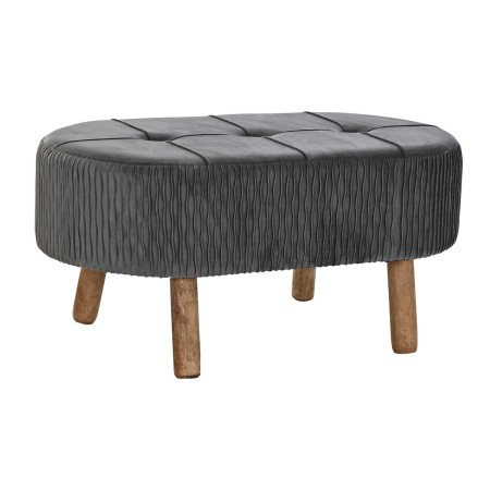 Banquette DKD Home Decor  Naturel Bois Velours Gris foncé (80 x 46 x 38 cm)
