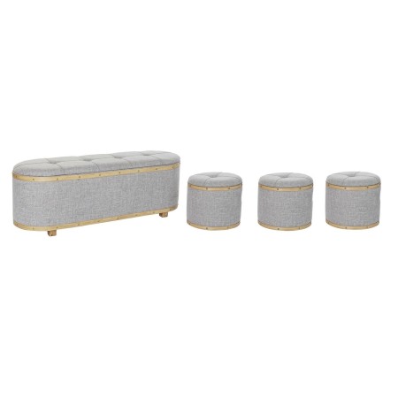 Banquette DKD Home Decor  Gris Bois Polyester (120 x 45 x 43 cm)