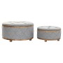 Banquette DKD Home Decor  Naturel Bois Polyester Gris clair (80 x 80 x 43 cm)