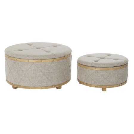Banc de coffre DKD Home Decor Beige Bois Polyester (80 x 80 x 43 cm)