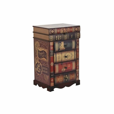 Caisson à Tiroirs DKD Home Decor Rouge Bleu Bois Marron Livre Vintage PU (42 x 32 x 67 cm)