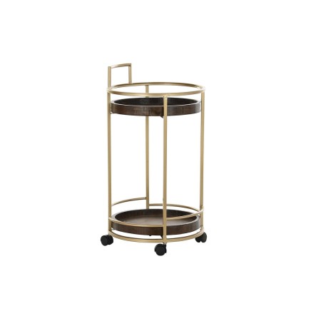 Chariot de service DKD Home Decor Sapin Doré Métal Brun foncé (40,6 x 40,6 x 74,6 cm)