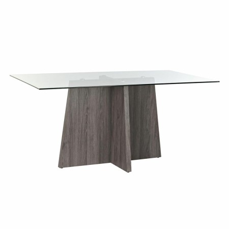 Table de Salle à Manger DKD Home Decor Verre Gris Transparent Bois MDF (160 x 90 x 75 cm)