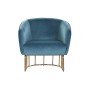 Fauteuil DKD Home Decor Doré Métal Turquoise Polyester (76 x 76 x 74 cm)