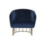 Fauteuil DKD Home Decor Doré Métal Polyester Blue marine (76 x 70 x 74 cm)