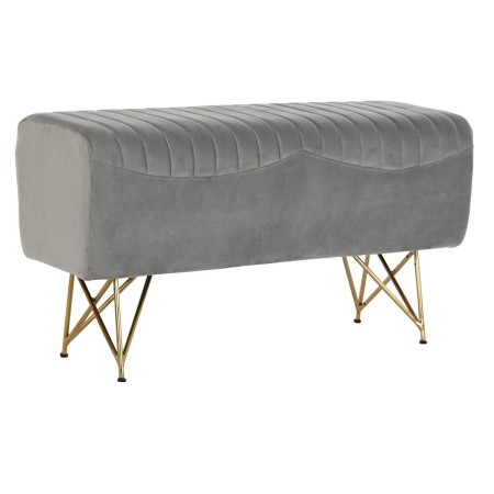 Banquette DKD Home Decor  Gris Doré Métal Polyester (90 x 31 x 47 cm)