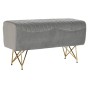 Banquette DKD Home Decor  Gris Doré Métal Polyester (90 x 31 x 47 cm)