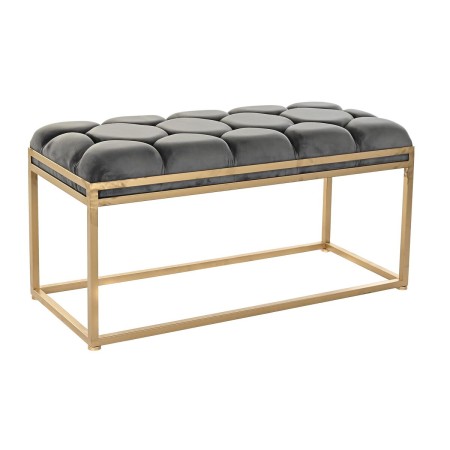 Banquette DKD Home Decor  Doré Métal Polyester Gris foncé (100 x 40 x 50 cm)