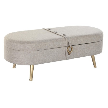 Banc de coffre DKD Home Decor Gris Métal Polyester (114 x 44 x 43 cm)