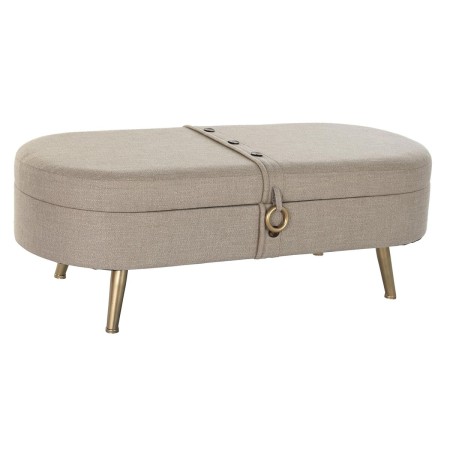 Banc de coffre DKD Home Decor Beige Métal Polyester (114 x 44 x 40 cm)