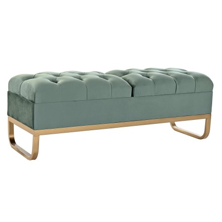 Banquette DKD Home Decor  Doré Métal Polyester Vert (120 x 40 x 44 cm)