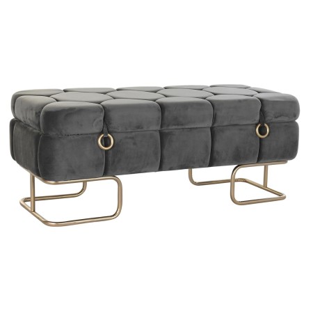 Banquette DKD Home Decor  Gris Métal Polyester (125 x 46 x 50 cm)