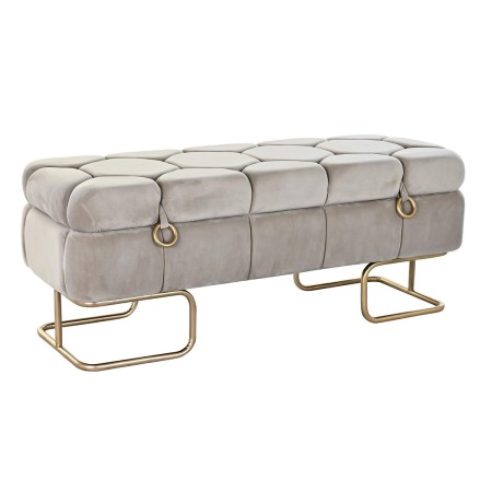 Banquette DKD Home Decor  Beige Doré Métal Polyester (125 x 45 x 50 cm)