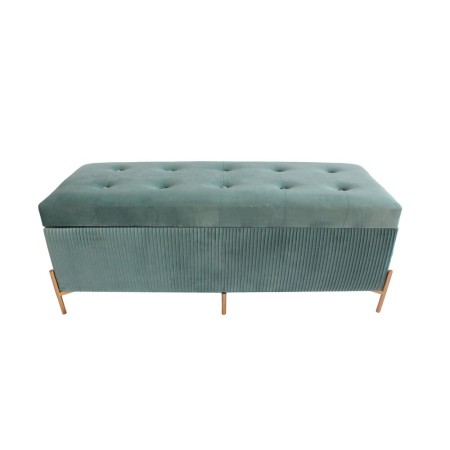 Banc de Pied de Lit DKD Home Decor Polyester MDF Vert Glamour (115 x 40 x 45 cm)