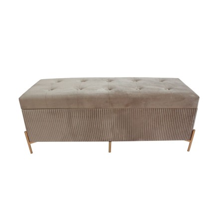 Banc de Pied de Lit DKD Home Decor Polyester MDF Marron Clair Gris clair Glamour (115 x 40 x 45 cm)