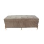 Banc de Pied de Lit DKD Home Decor Polyester MDF Marron Clair Gris clair Glamour (115 x 40 x 45 cm)