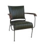 Chaise de Salle à Manger DKD Home Decor Noir Métal Bois Cuir Vert (65 x 66 x 73 cm)