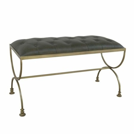 Banc de Pied de Lit DKD Home Decor Doré Métal Cuir Vert Métallisé (90 x 38 x 48 cm)