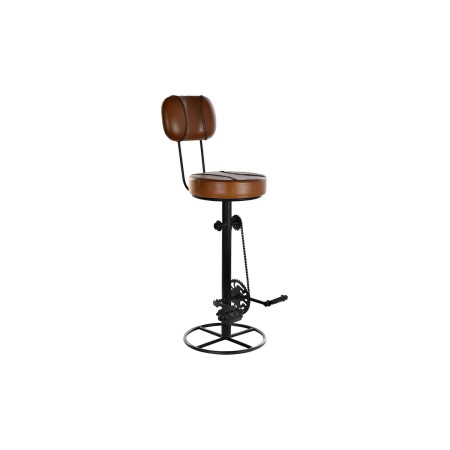 Tabouret DKD Home Decor Noir Métal Marron Cuir Vert (45 x 45 x 118 cm)