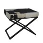 Banc de Pied de Lit DKD Home Decor Noir Vache Blanc Métal Cuir Colonial (60 x 40 x 50 cm)
