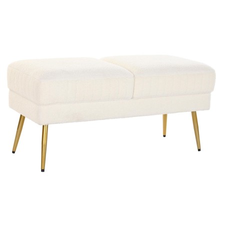 Banquette DKD Home Decor Doré Métal Polyester Blanc Laine (106 x 45 x 50 cm)