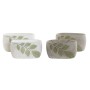 Set de pots DKD Home Decor Ciment Blanc Vert Gris clair Oriental Feuille d'une plante (25 x 14 x 11 cm) (2 Unités)