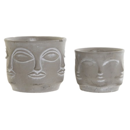 Set de pots DKD Home Decor Ciment Gris clair (15 x 15 x 12 cm)