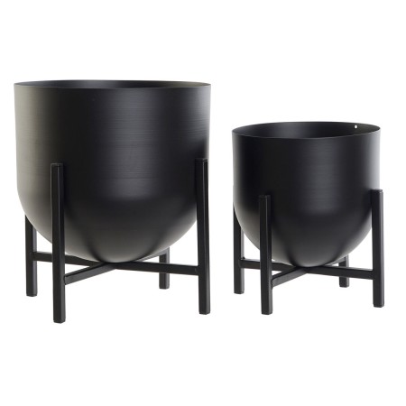 Set de pots DKD Home Decor Noir Métal Moderne (24 x 24 x 25,5 cm)