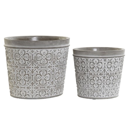 Cache-pot DKD Home Decor Gris Ciment (2 Pièces) (17 x 17 x 15 cm)