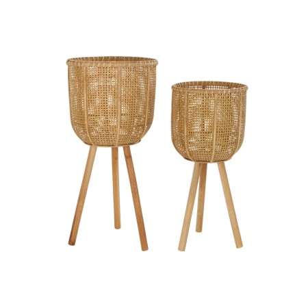 Set de pots DKD Home Decor Marron Bambou Tropical (36 x 36 x 78 cm)