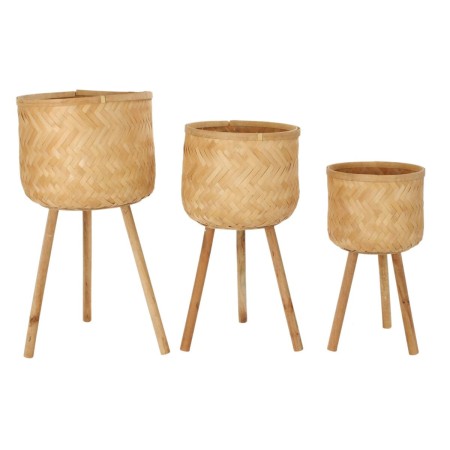 Set de pots DKD Home Decor Marron Bambou Tropical (39 x 39 x 77 cm)