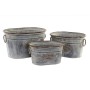 Set de pots DKD Home Decor Gris Métal Marron Shabby Chic (45 x 30,5 x 26 cm)